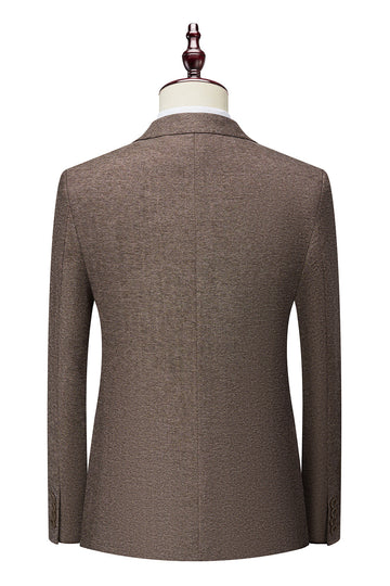 Brown Slim Fit 3 Pieces Double Breasted  Formal Men's Suits